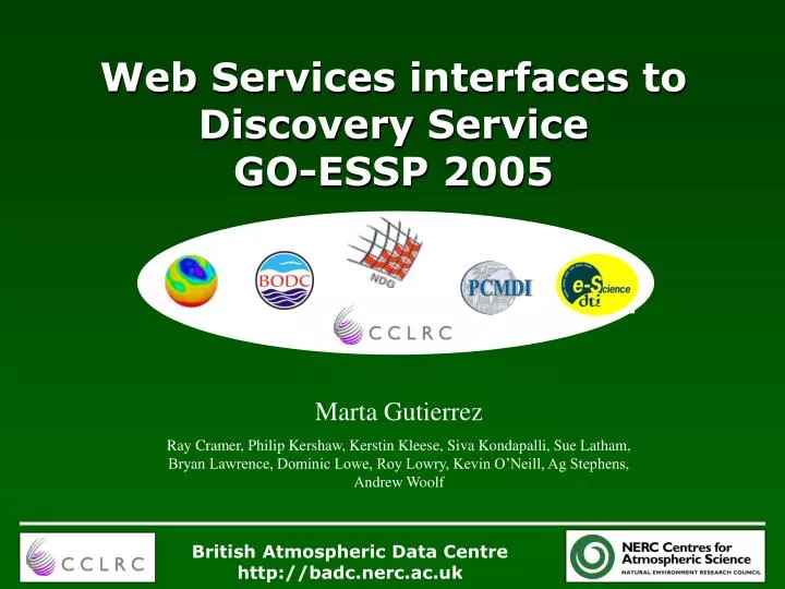 web services interfaces to discovery service go essp 2005