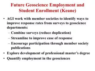 Future Geoscience Employment and Student Enrollment (Keane)