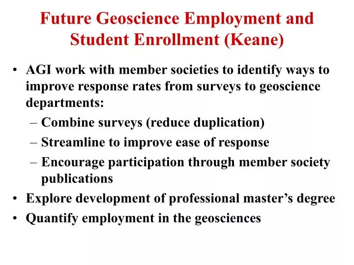future geoscience employment and student enrollment keane