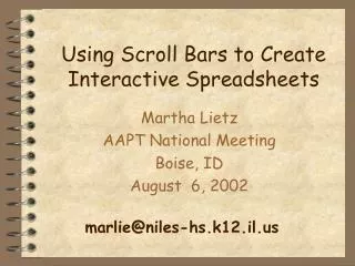 Using Scroll Bars to Create Interactive Spreadsheets
