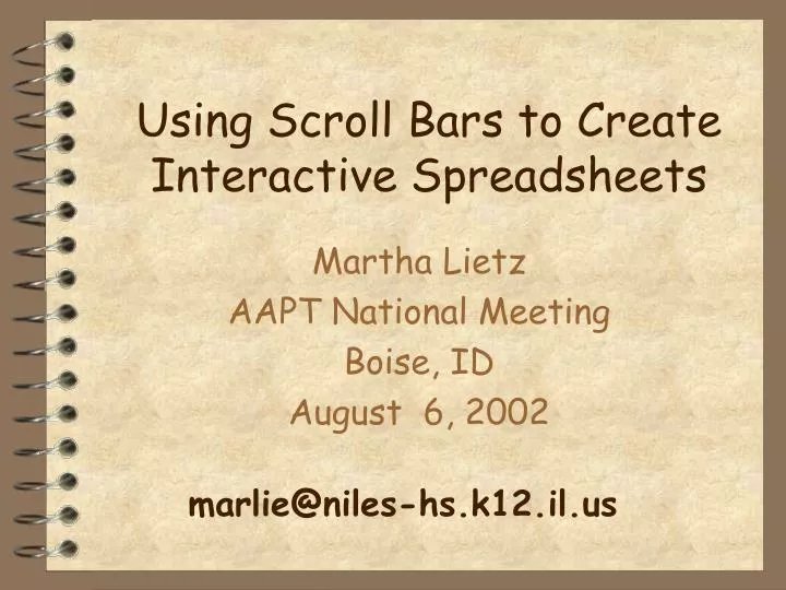 using scroll bars to create interactive spreadsheets