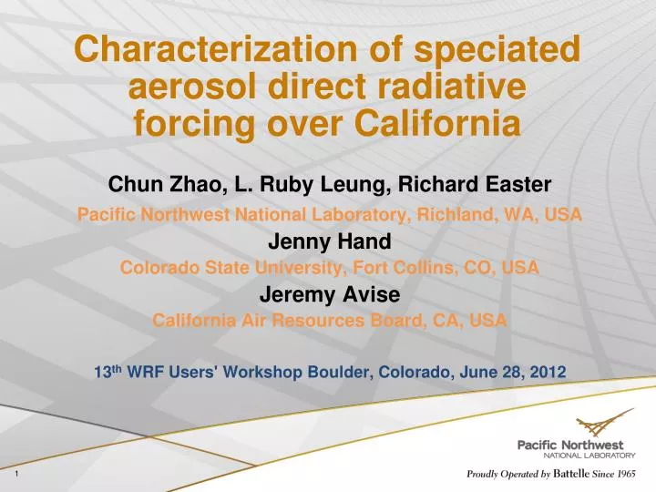 characterization of speciated aerosol direct radiative forcing over california
