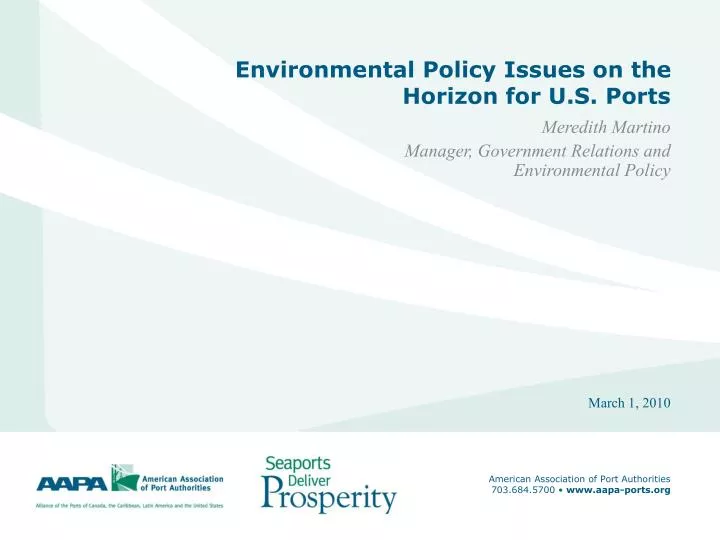 environmental policy issues on the horizon for u s ports