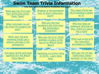 Swim Team Trivia Information (click back button to go back to Newsletters Main page)
