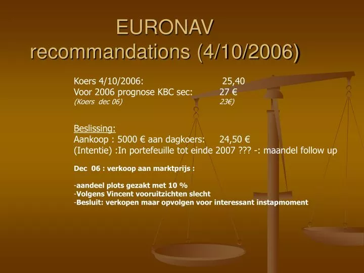 euronav recommandations 4 10 2006