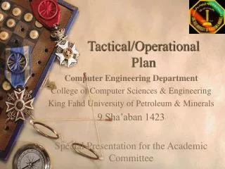 Tactical/Operational Plan