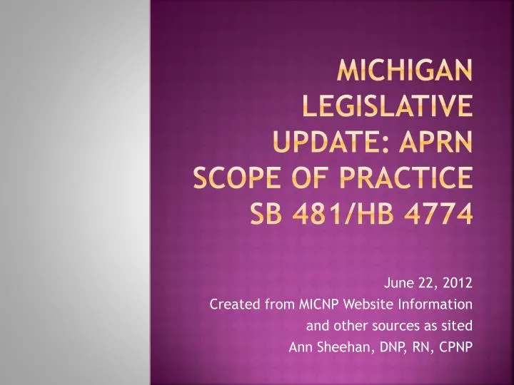 michigan legislative update aprn scope of practice sb 481 hb 4774