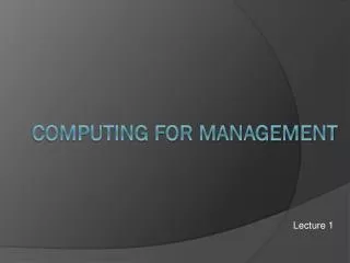 Computing for Management