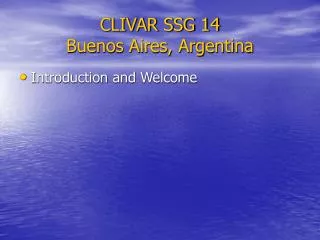 CLIVAR SSG 14 Buenos Aires, Argentina