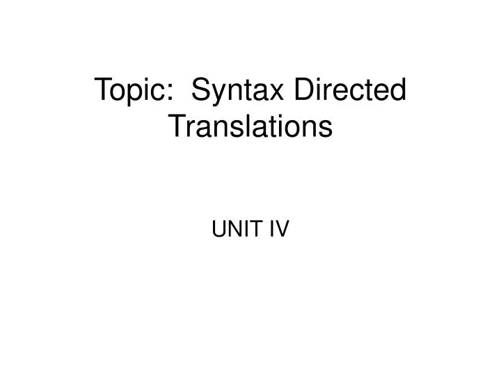topic syntax directed translations