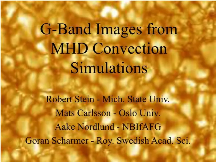 g band images from mhd convection simulations