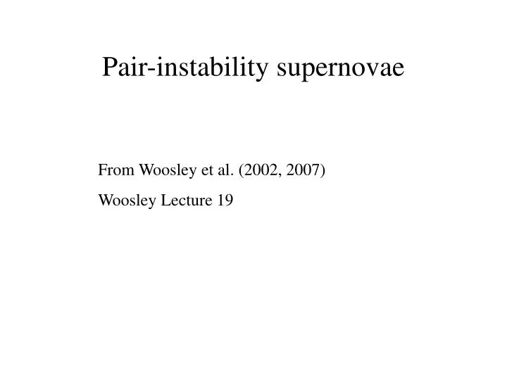 pair instability supernovae