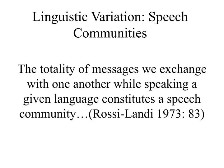 linguistic variation speech communities
