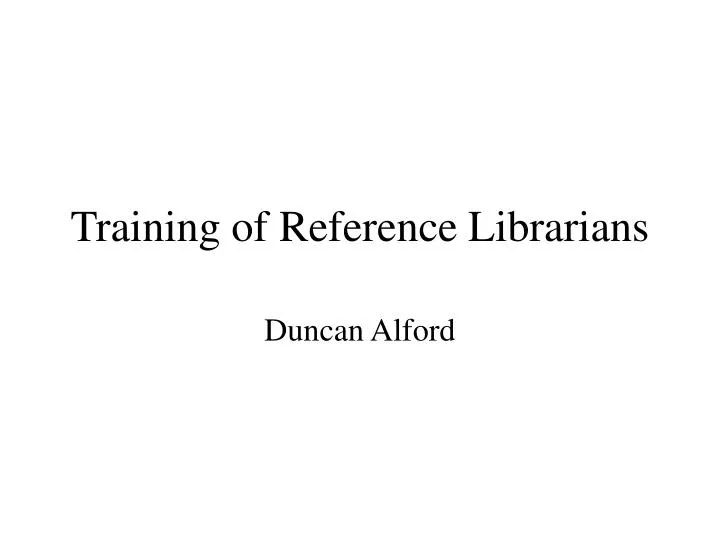 training of reference librarians