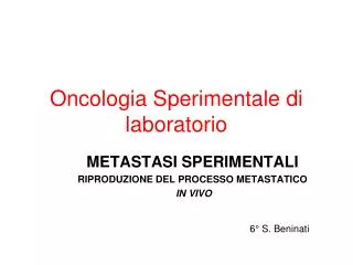 oncologia sperimentale di laboratorio