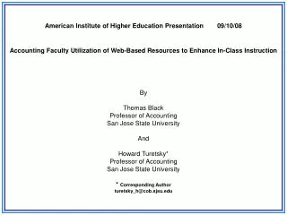 American Institute of Higher Education Presentation	09/10/08
