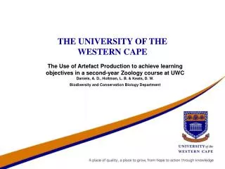 THE UNIVERSITY OF THE WESTERN CAPE