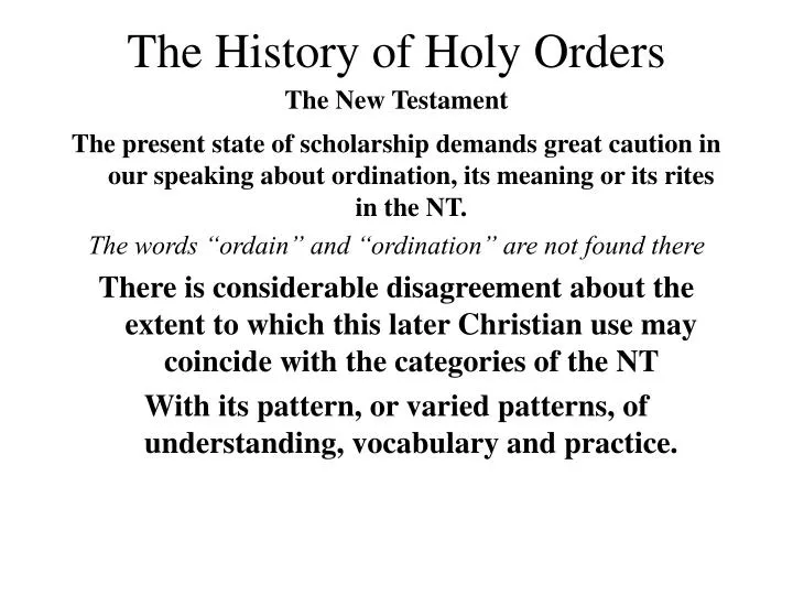 the history of holy orders