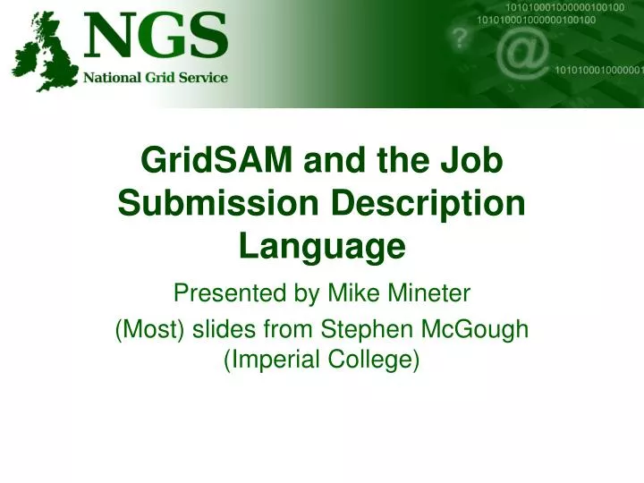 gridsam and the job submission description language