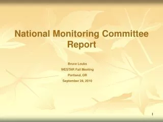National Monitoring Committee Report