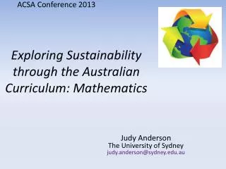 Exploring Sustainability through the Australian Curriculum: Mathematics