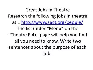 Jobs In Theatre