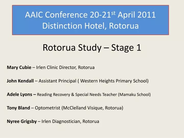 aaic conference 20 21 st april 2011 distinction hotel rotorua