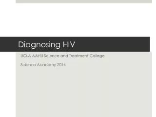 Diagnosing HIV