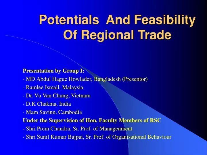 potentials and feasibility of regional trade
