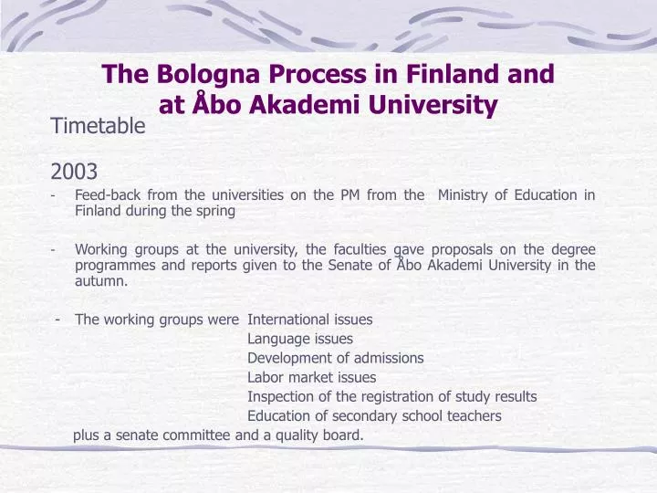 the bologna process in finland and at bo akademi university