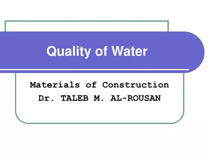 quality of water