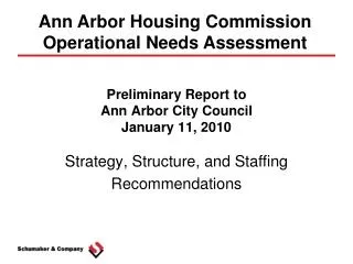 Preliminary Report to Ann Arbor City Council January 11, 2010