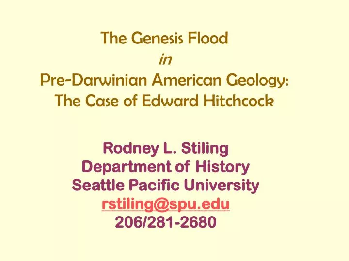 the genesis flood in pre darwinian american geology the case of edward hitchcock