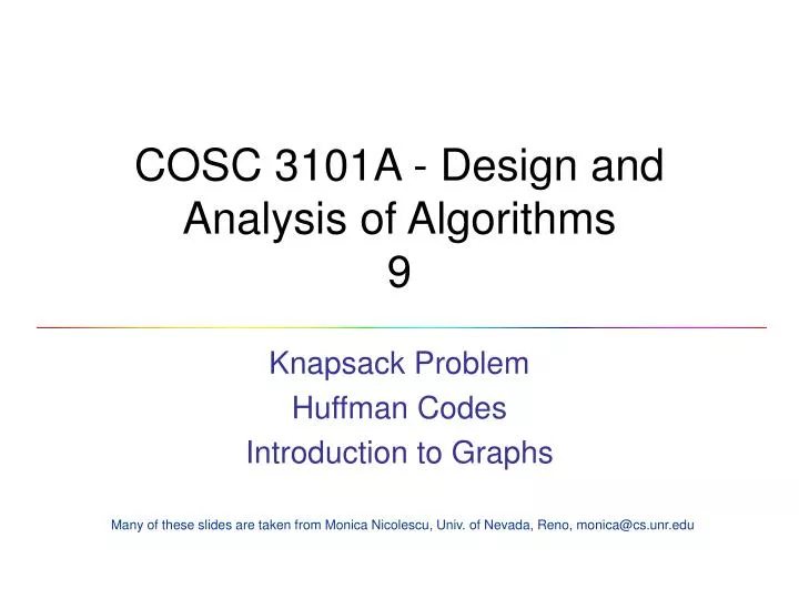 cosc 3101a design and analysis of algorithms 9