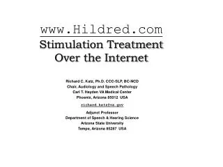 Hildred Stimulation Treatment Over the Internet