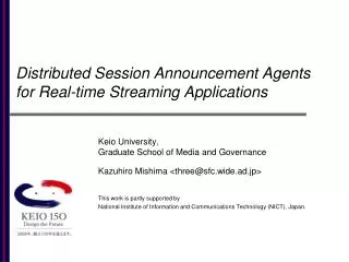 Distributed Session Announcement Agents for Real-time Streaming Applications
