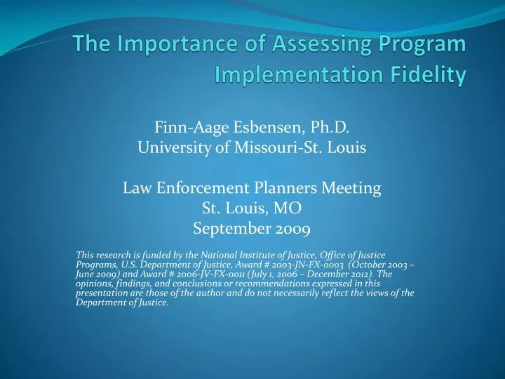 the importance of assessing program implementation fidelity