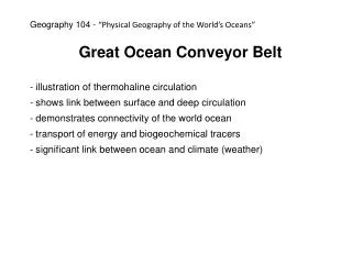Great Ocean Conveyor Belt illustration of thermohaline circulation