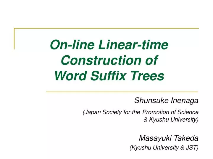 on line linear time construction of word suffix trees