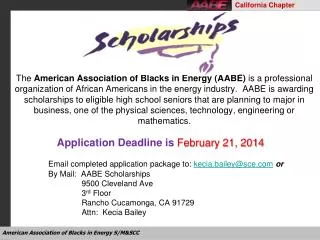 Application Deadline is February 21, 2014
