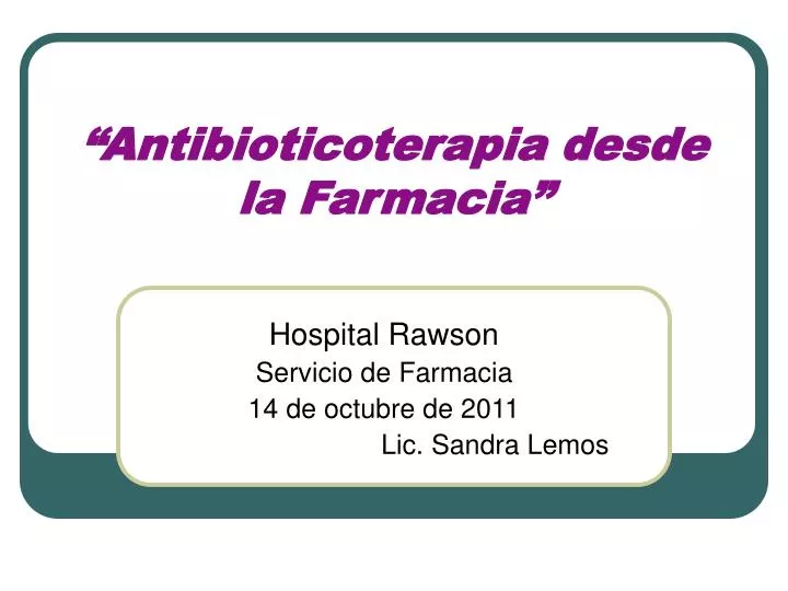 antibioticoterapia desde la farmacia