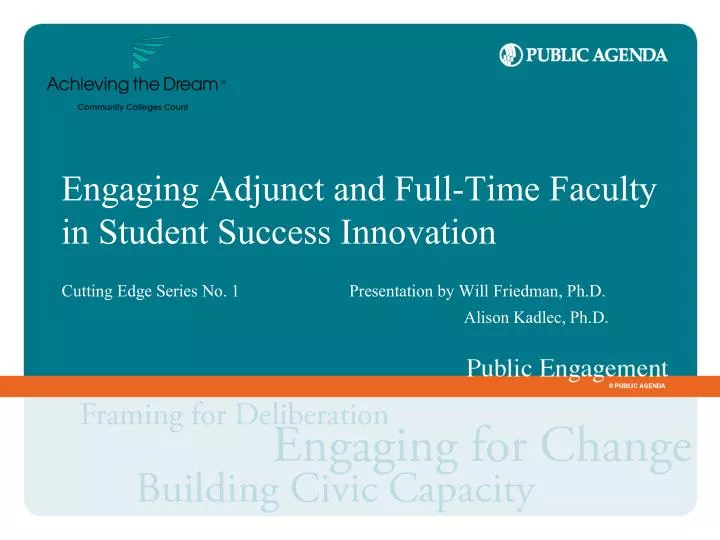 engaging adjunct and full time faculty in student success innovation