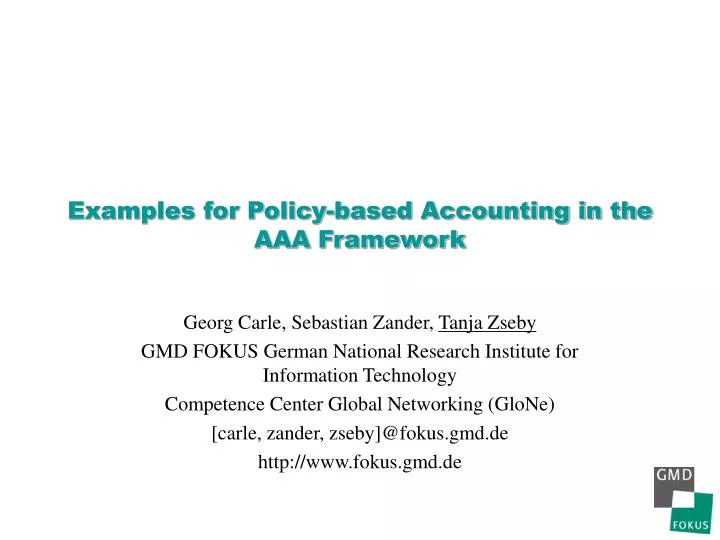 examples for policy based accounting in the aaa framework