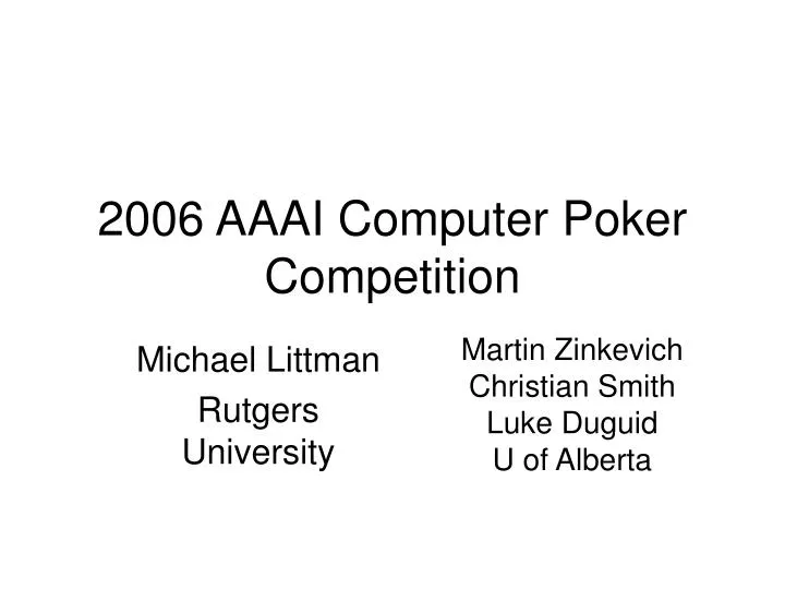 2006 aaai computer poker competition