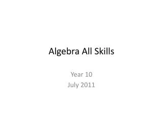Algebra All Skills