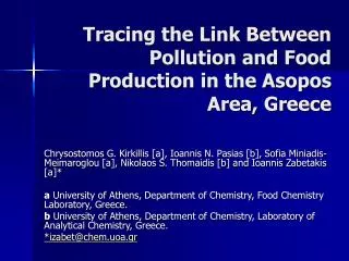 Tracing the Link Between Pollution and Food Production in the Asopos Area, Greece