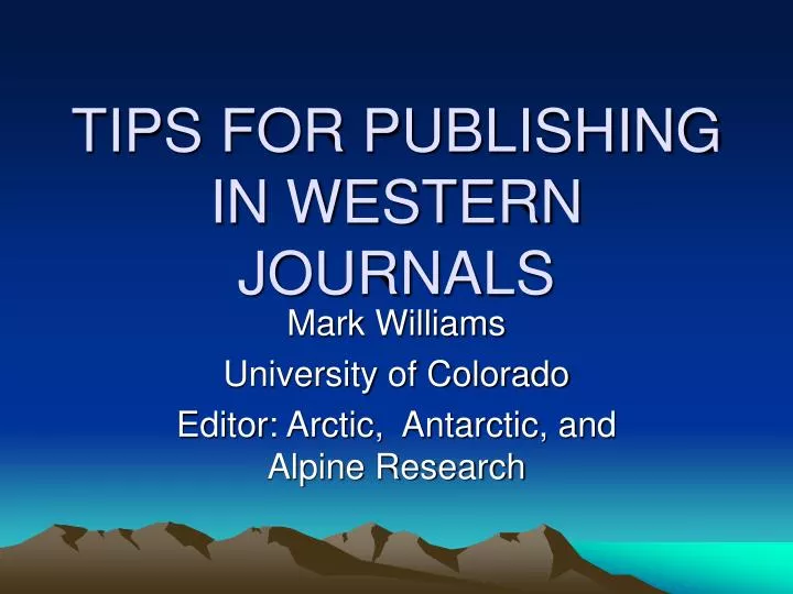 tips for publishing in western journals