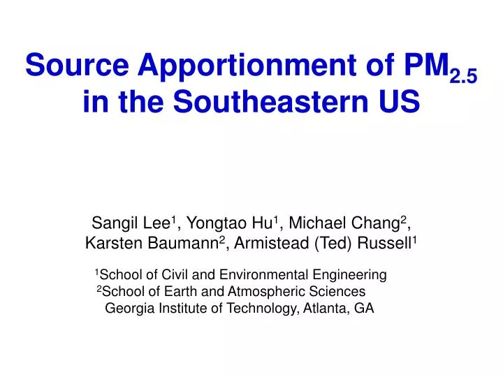 source apportionment of pm 2 5 in the southeastern us