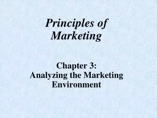 Principles of Marketing Chapter 3: Analyzing the Marketing Environment