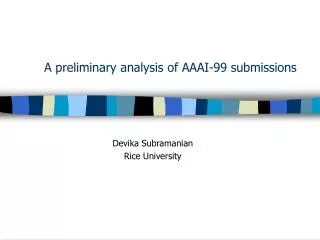 A preliminary analysis of AAAI-99 submissions